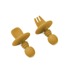 Set Posate Anti-soffocamento in Silicone - Ocra